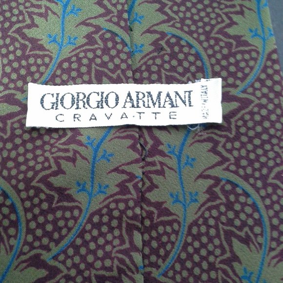 Giorgio Armani mens tie 3.5inx55in Blue tan leaf - Picture 6 of 8